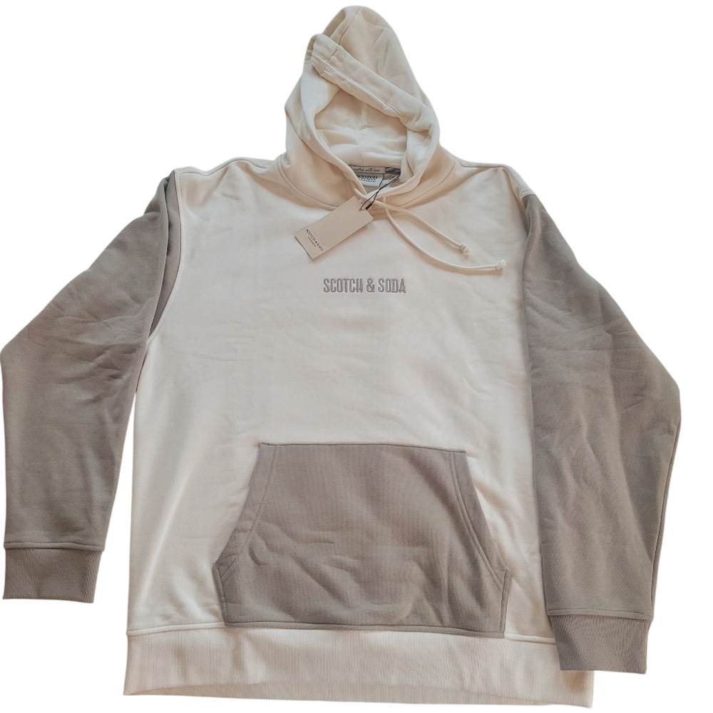 Scotch & Soda // M's Relaxed Fit Colorblock Hoodie // XL // Beige - Picture 3 of 11